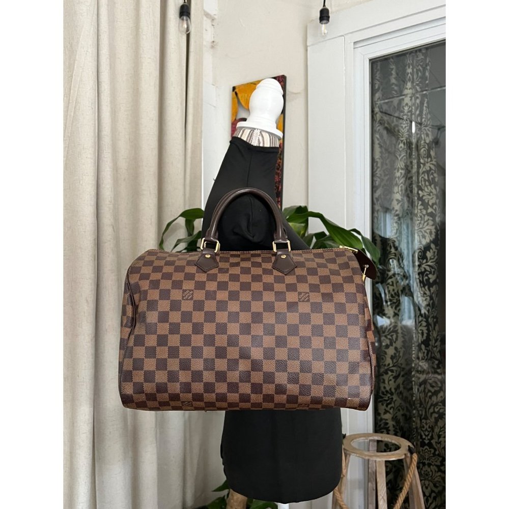 👛  AUTHENTIC LOUIS VUITTON DAMIER EBENE SPEEDY 30 - Picture 14 of 17